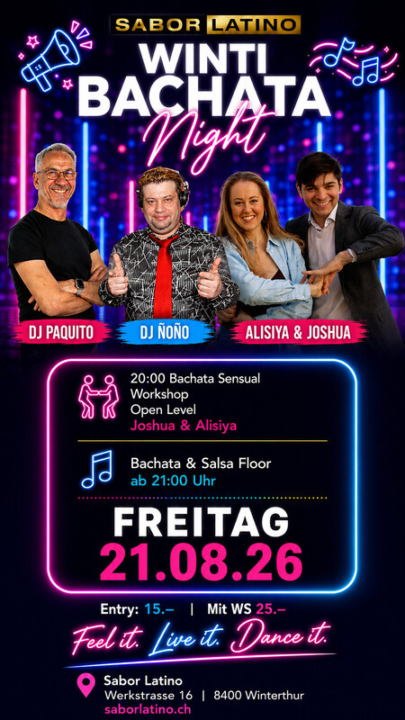 Winti Bachata Night auf 2 Dancefloors und mit Bachata - Workshop.