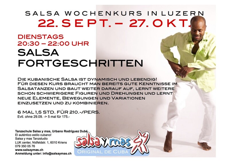 Salsa cubana Fortgeschritten Wochenkurs in Luzern